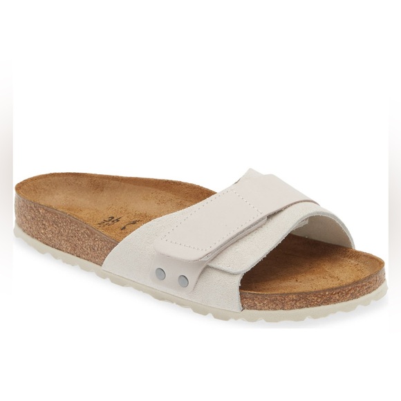 Birkenstock Shoes - New Birkenstock Oita Slides Sandals Suede Leather Antique White
